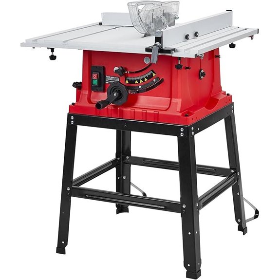 10-Inch 15-Amp Table Saw with Stand and Adjustable Cut