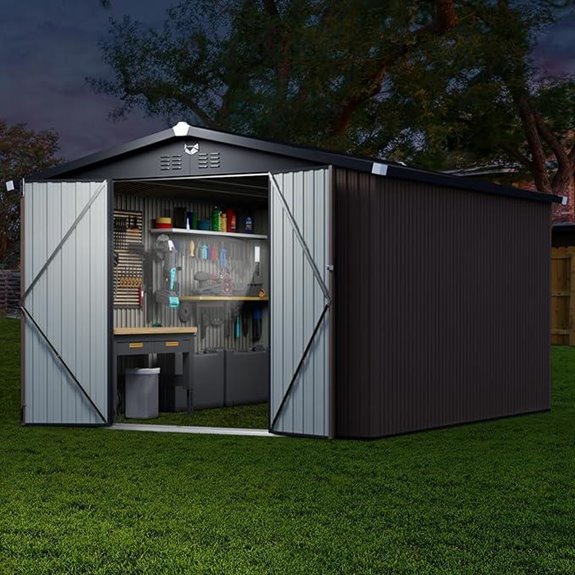 10x12 FT Metal Storage Shed with Lockable Door