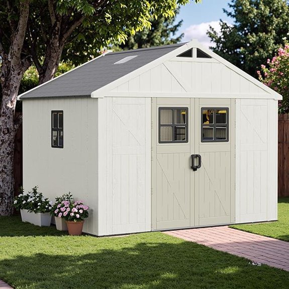 Greesum 10×8 ft Weather-Resistant Plastic Storage Shed