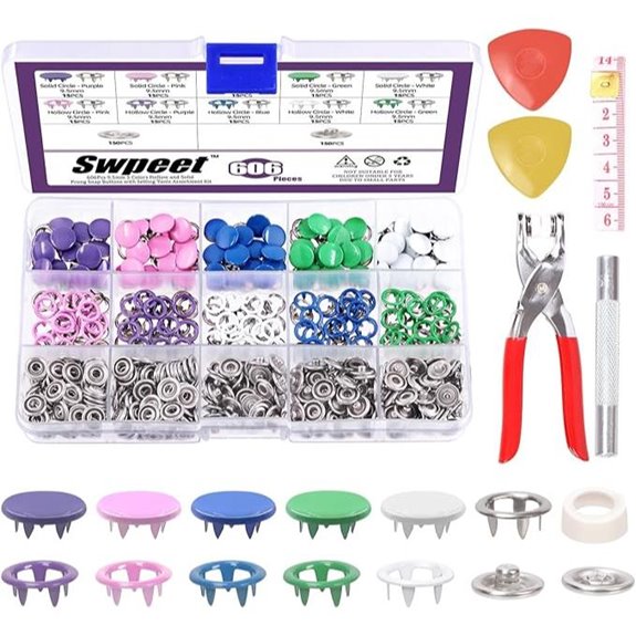 Swpeet 150-Piece Metal Snaps and Craft Kit