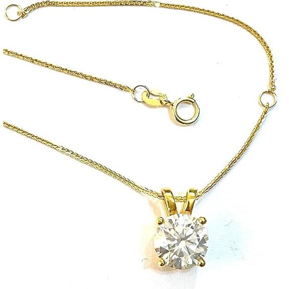 18k Gold Diamond Solitaire Pendant Necklace for Her