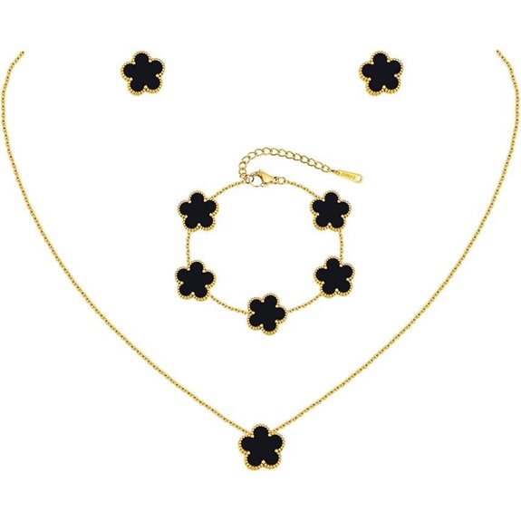 Gold Jewelry Set: Necklace Bracelets Earrings 18K Gold Plated