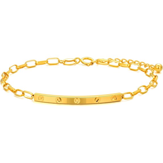 18K Gold Women's Paperclip Chain Bracelet Gift
