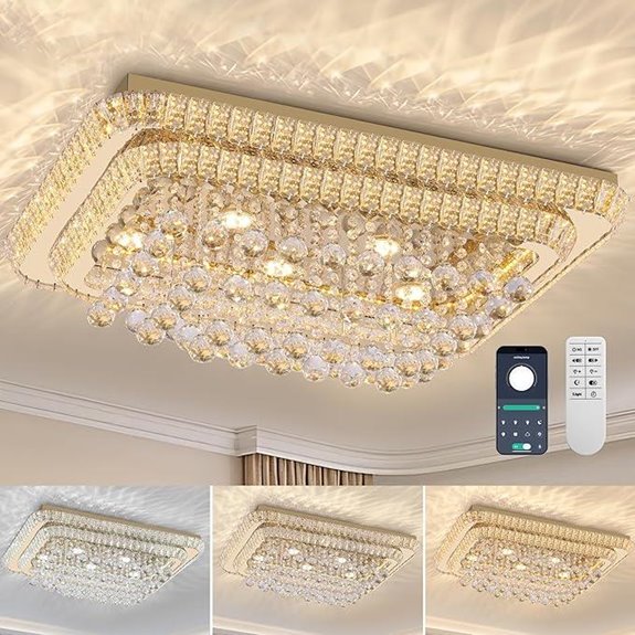 32-Inch Modern Crystal Flush Mount Chandelier