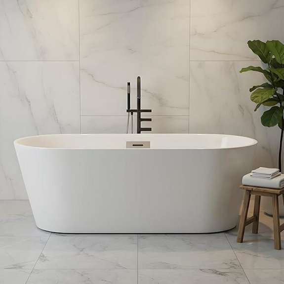 Freestanding 67-inch Acrylic Bathtub with Chrome Drain