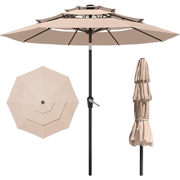 PatioKingdom 9ft 3-Tier Windproof Market Umbrella