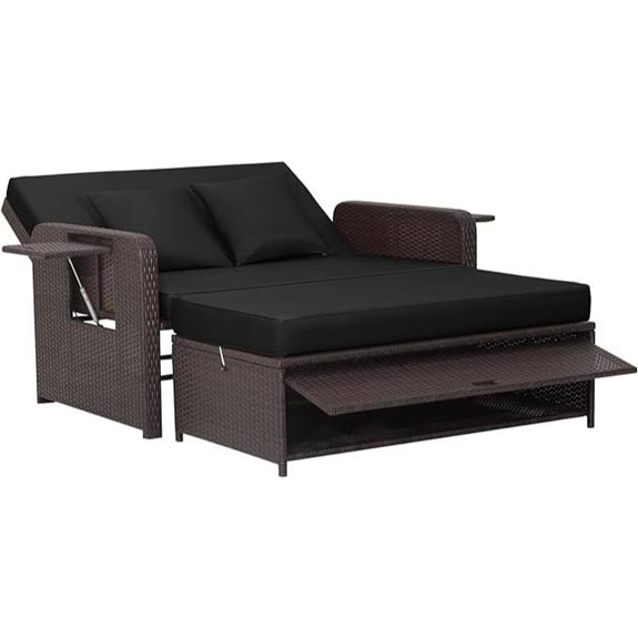 Tangkula Patio Rattan Daybed with Adjustable Backrest