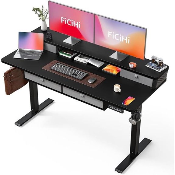 FiCiHi Adjustable Sit-Stand Desk with Drawers
