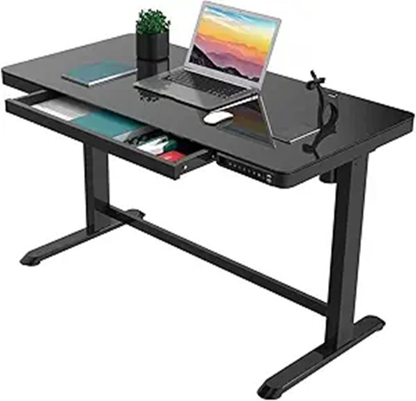 Rise Up Glass Adjustable Standing Desk with USB