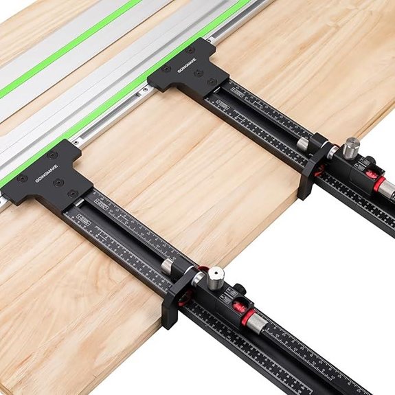 Track Saw Guide Rail with Micro-Adjust Flip Stop