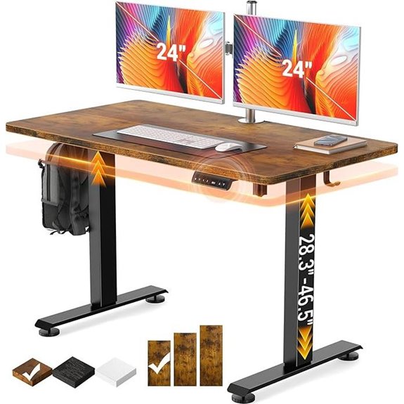 Veken Adjustable Standing Desk with Wood Top