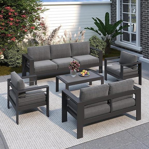 Solaste Aluminum Patio Set with Cushions and Deep Seating