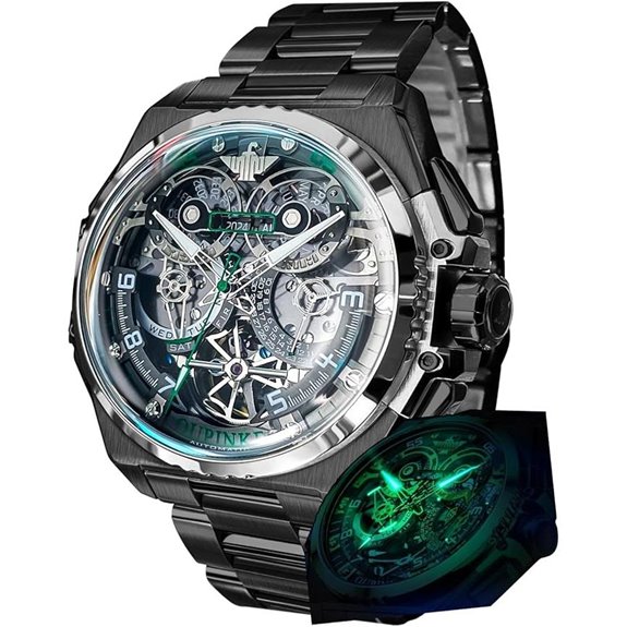 OUPINKE Men’s Automatic Skeleton Watch with Sapphire Crystal