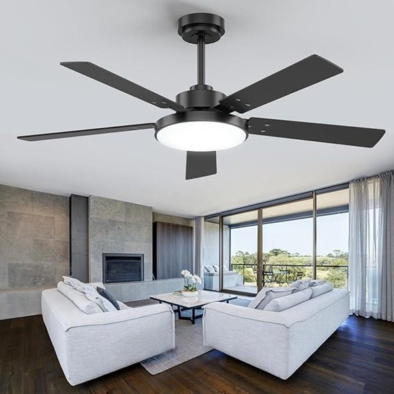 Black 52 Ceiling Fan with Light Remote & App