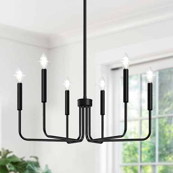 Black 6-Light Farmhouse Chandelier for Dining and Entry