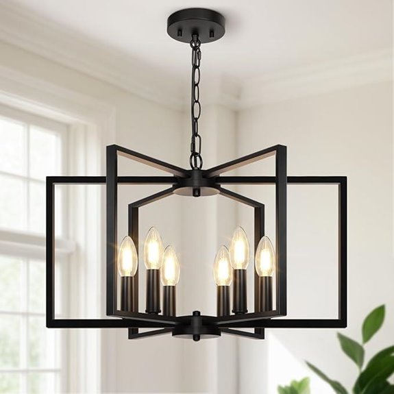 Black Farmhouse 6-Light Geometric Pendant Chandelier