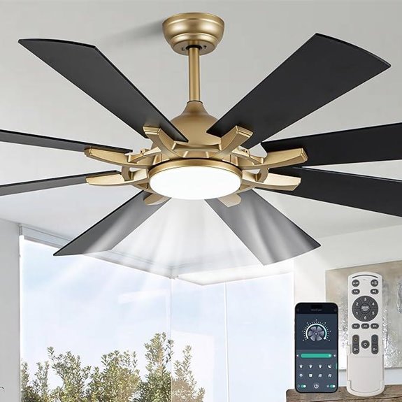 Bella Depot 60 Black & Gold Ceiling Fan with Light