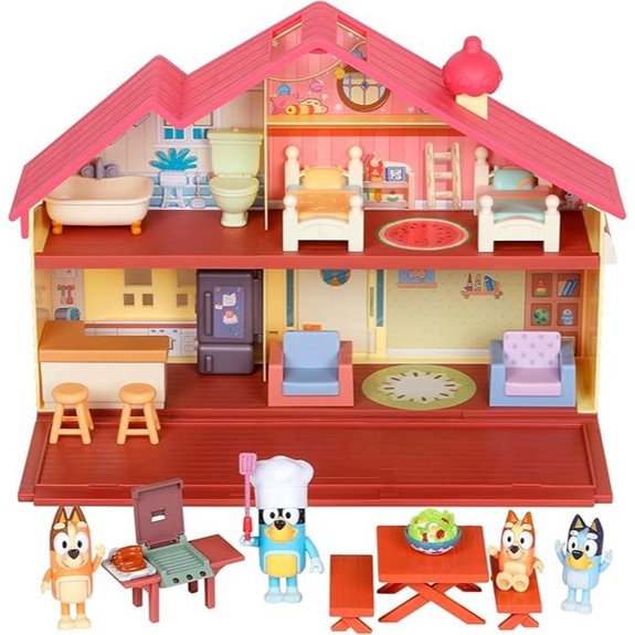 Bluey Toy House Playset with Family and BBQ Toys