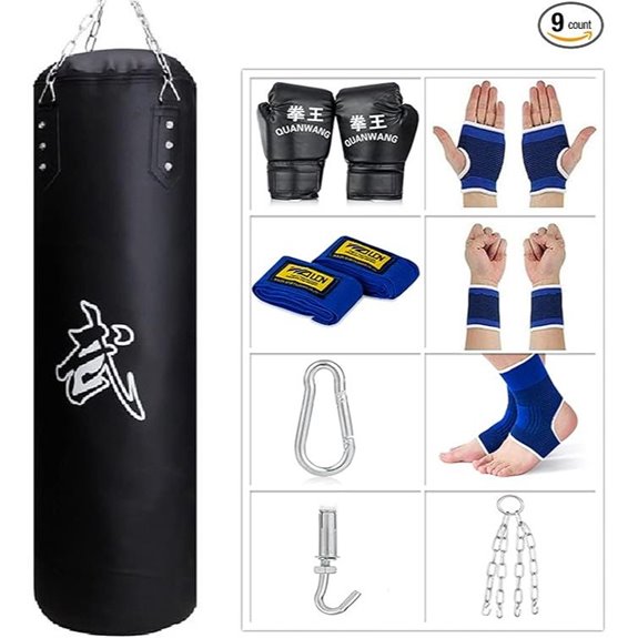 Punching Bag Set with Gloves and Ceiling Hook