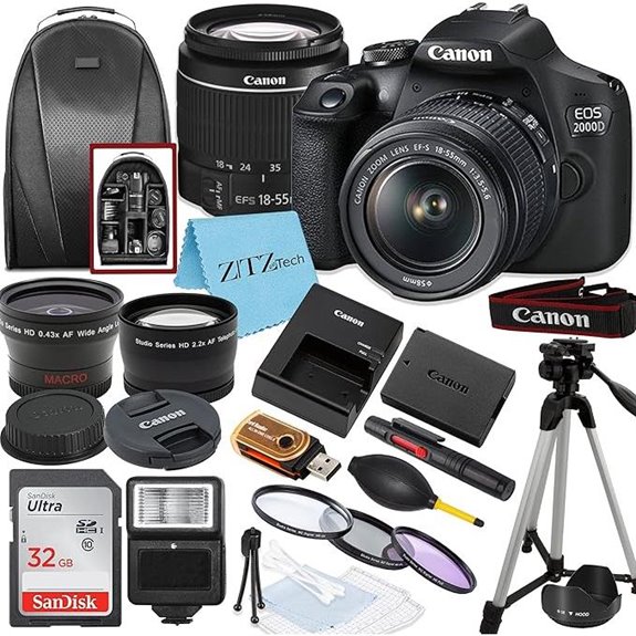 Canon EOS 2000D Rebel T7 DSLR Camera Bundle
