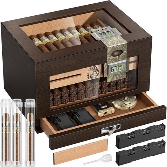 TISFA Cedar Wood Cigar Humidor Set with Accessories