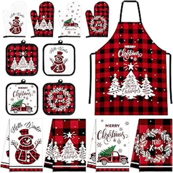 Newcotte Christmas Kitchen Towels Apron Pot Holders Set