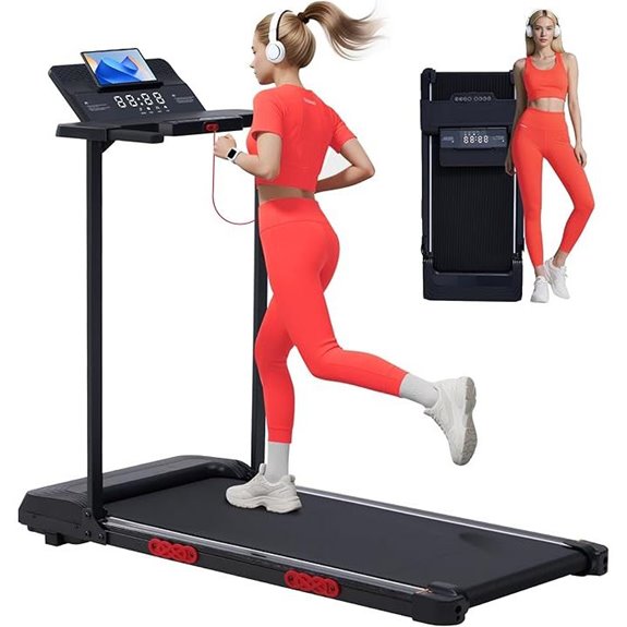 Compact Incline Walking Pad Treadmill with Handles