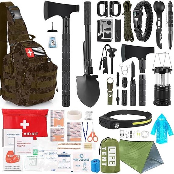 Survival Kit 268 Pcs with First Aid Axe Headlamp