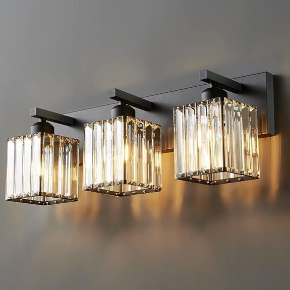 Modern Black Crystal Bathroom Vanity Light (3-Lights)