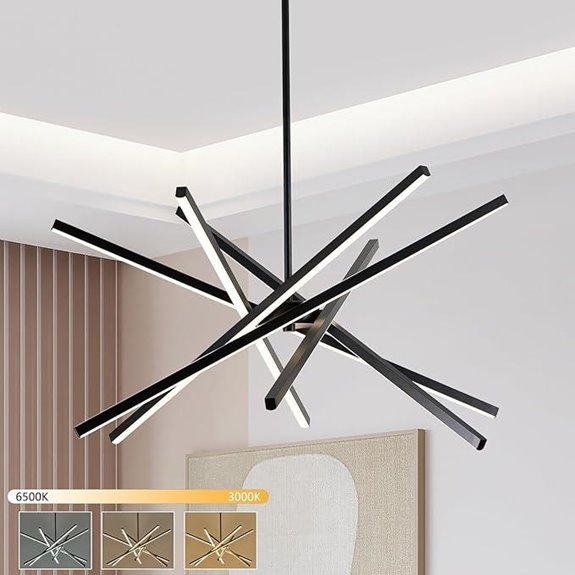 Modern Black LED Chandelier for Dining and Living