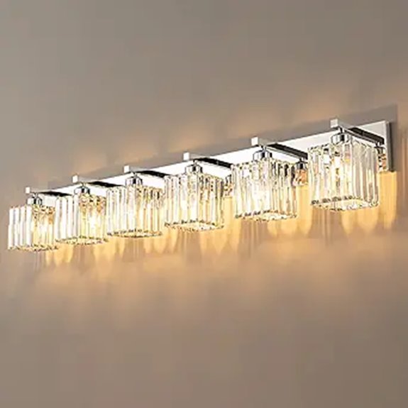 Modern 6-Light Chrome Crystal Bathroom Vanity Light Fixtures
