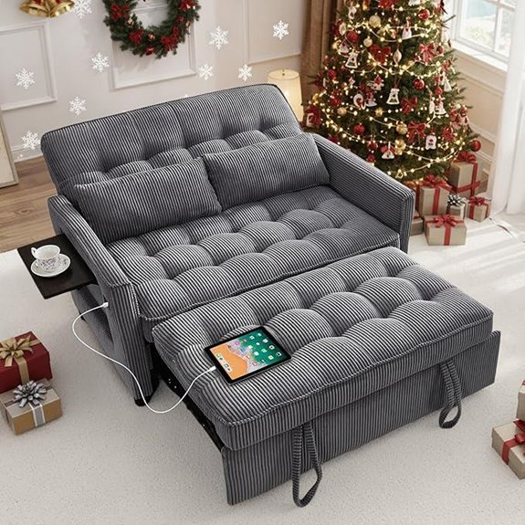 Convertible Sleeper Sofa Bed with USB & Storage