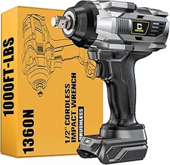 Cordless Impact Wrench 1/2 inch 1000FT-LBS Torque