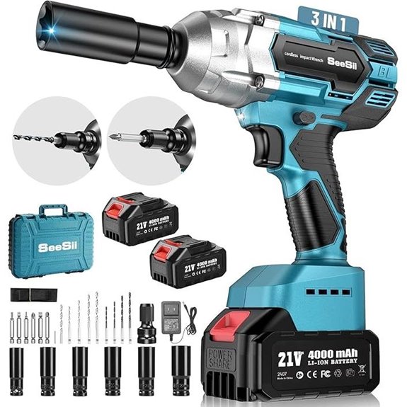 Seesii Cordless Impact Wrench Kit with Batteries