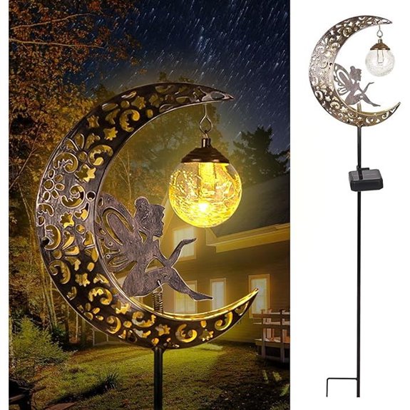 Solar Garden Lights Outdoor Decor with Crackle Glass