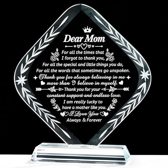 Movdyka Crystal Engraved Mom Gifts from Daughter Son