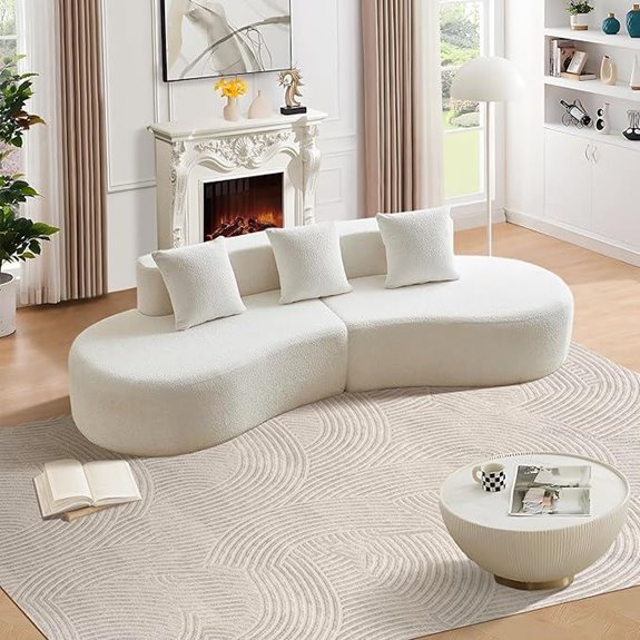 109 Curved Velvet Sectional Sofa with High-Density Foam