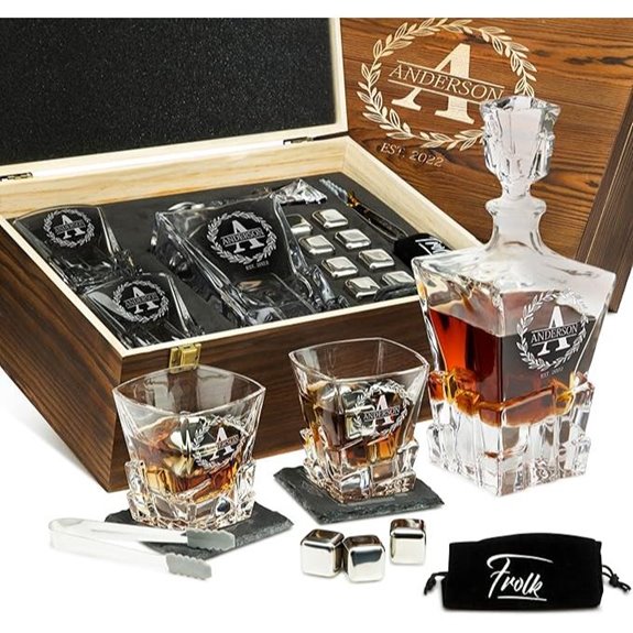 Personalized Whiskey Decanter & Stone Gift Set