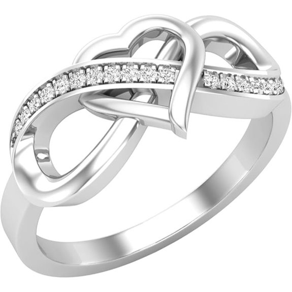 Dazzlingrock 0.08ct Diamond Heart Promise Ring in Silver