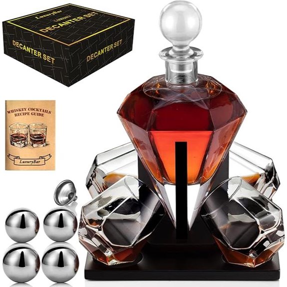 Diamond Whiskey Decanter Set with ChillBall & Tray
