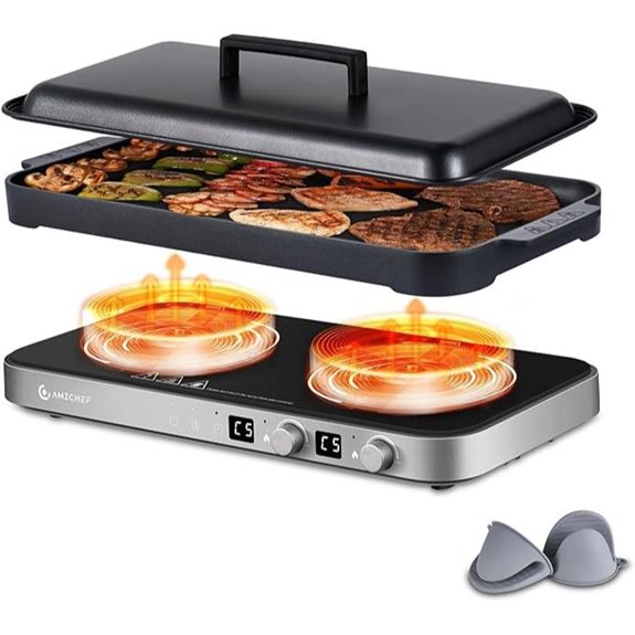 AMZCHEF Double Induction Cooktop with Griddle