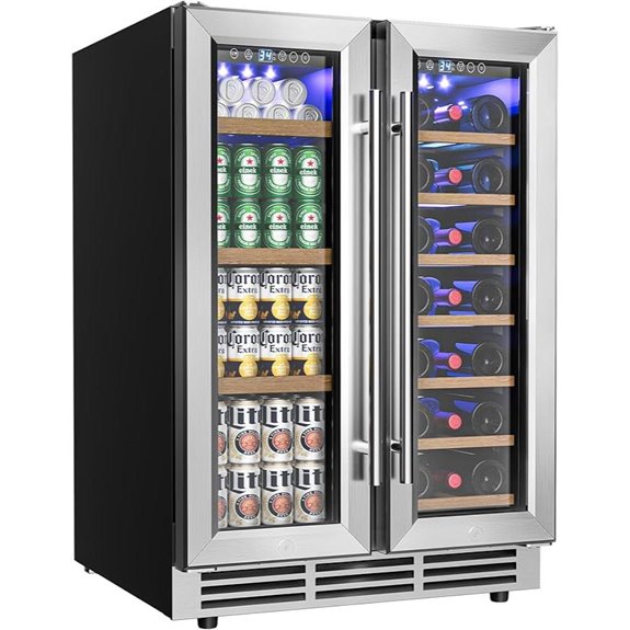 EUHOMY Dual Zone Wine & Beverage Cooler with Glass Door
