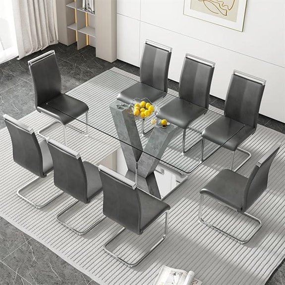 71 Glass Dining Table Set with 8 Chairs