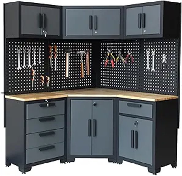 Garage Storage Cabinet System (8-Pcs) with Workbench