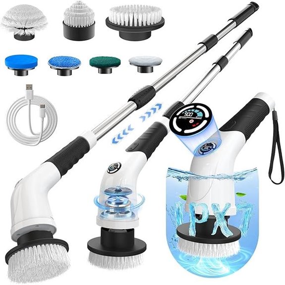 Electric Spin Scrubber with 3-Speed & Detachable Handle