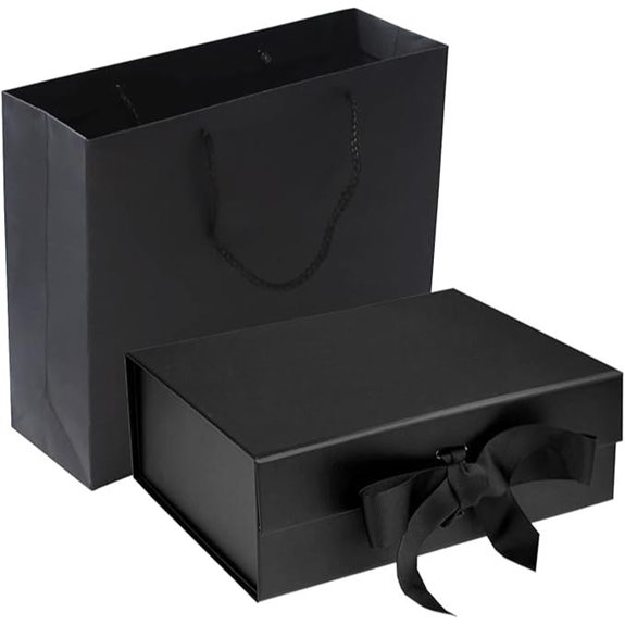 Black Luxury Magnetic Gift Box with Ribbons and Bag