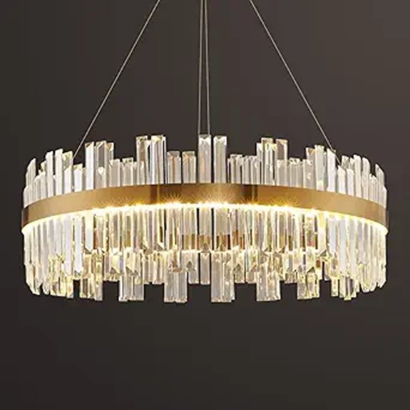 Gold Modern LED Crystal Chandelier with Remote Control