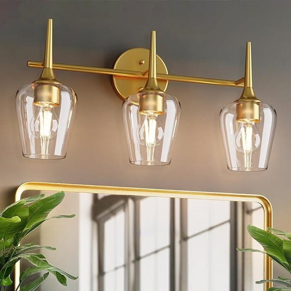 Gold Vanity Light with Wine Glass Shades