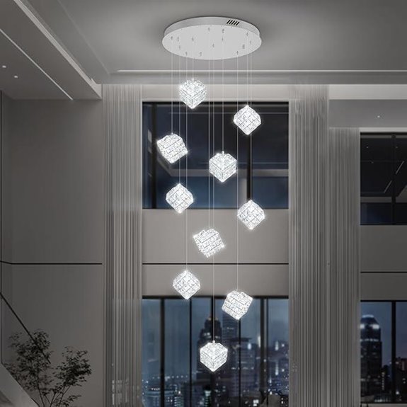 Modern Crystal Foyer Chandelier for High Ceilings