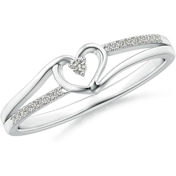 Angara Heart Promise Ring in Silver/Gold/Platinum